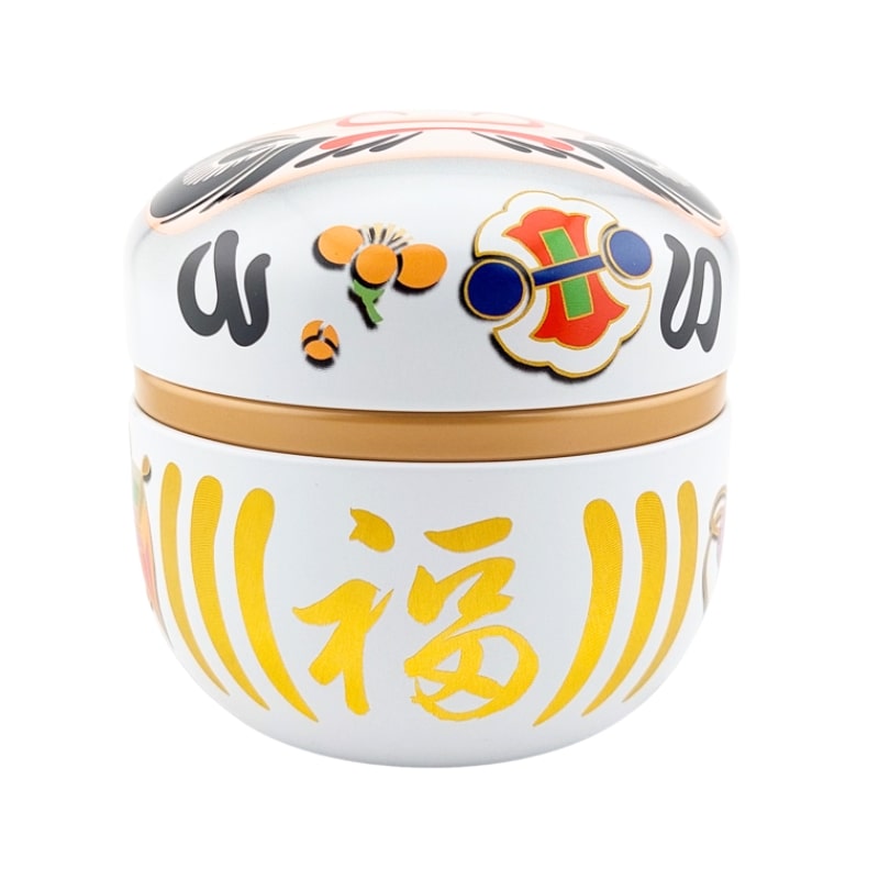 Witte Metalen Theeblik - Daruma