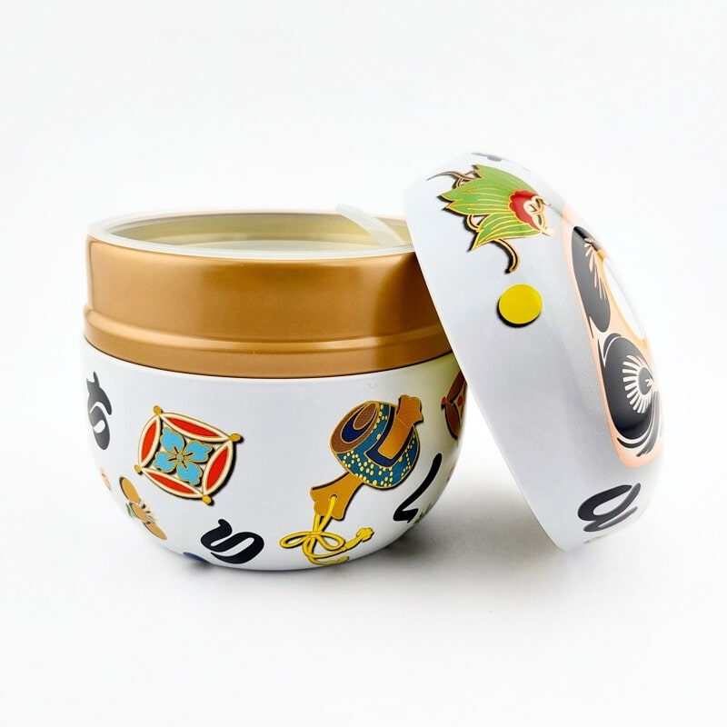 Witte Metalen Theeblik - Daruma