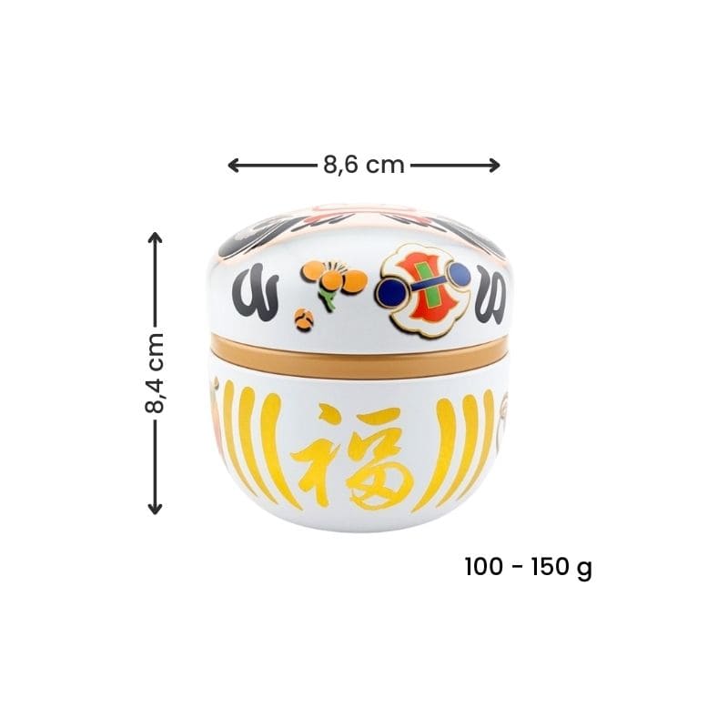 Witte Metalen Theeblik - Daruma