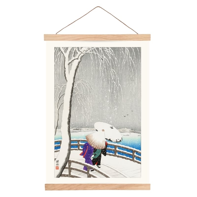 Affiche Japonaise Pont Sous la Neige - A3