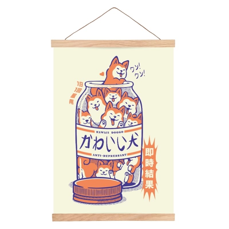 Affiche Japonaise Shiba Anti-Dépresseur - A3
