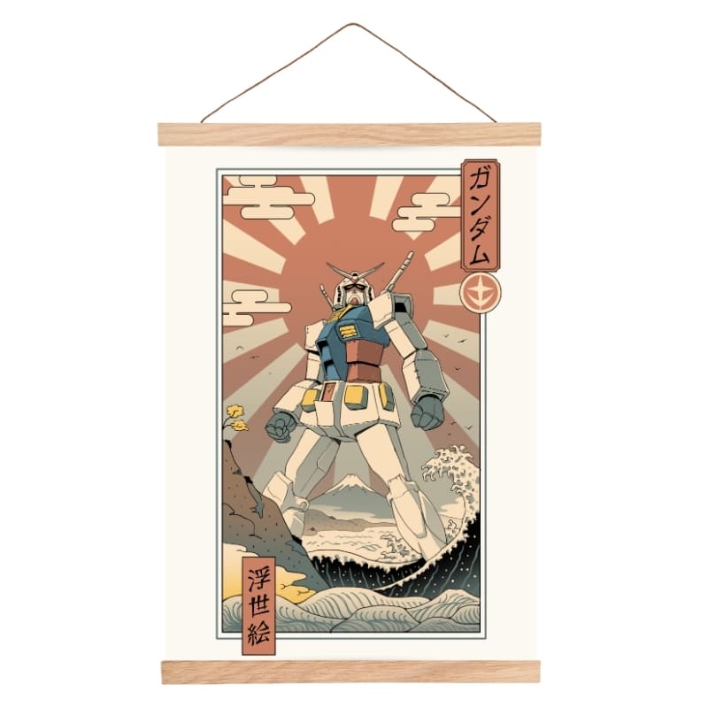Affiche Japonaise Ukiyo-e Mécha & Fuji - A3