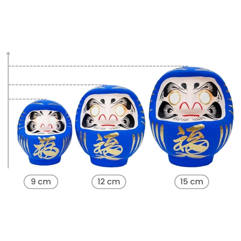 Blauwe Japanse Daruma - 9 tot 15 cm