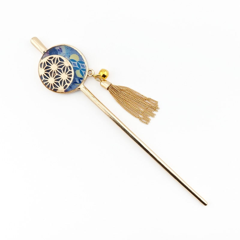 Blauwe Kanzashi - Asanoha