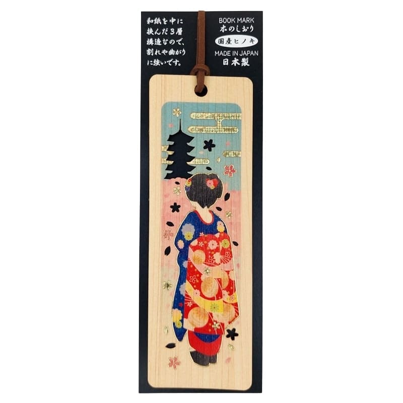 Boekenlegger Japanse Cipres – Geisha & Pagode