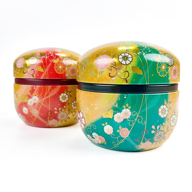 Boîte à Thé Ronde Or et Vert