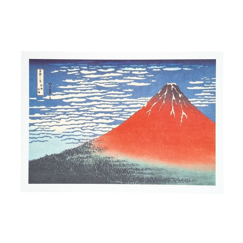 Japanse ansichtkaart Mount Fuji Rood