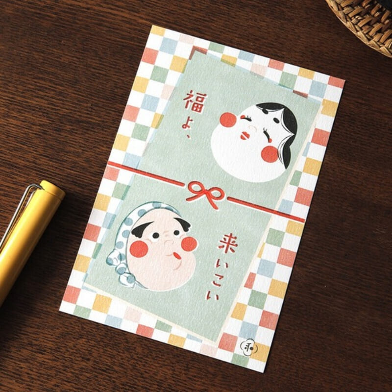 Japanse ansichtkaart Otafuku & Hyottoko