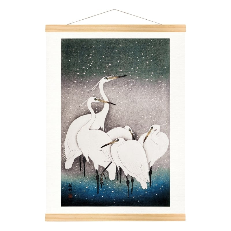 Japanse print - Groep zilverreigers - A3