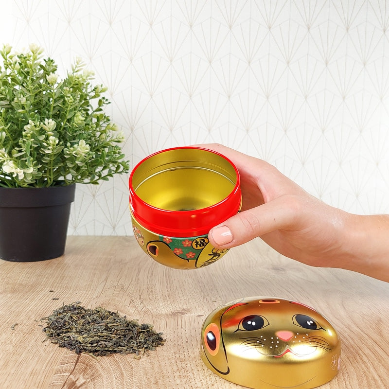 Gouden Metalen Theebus - Maneki Neko