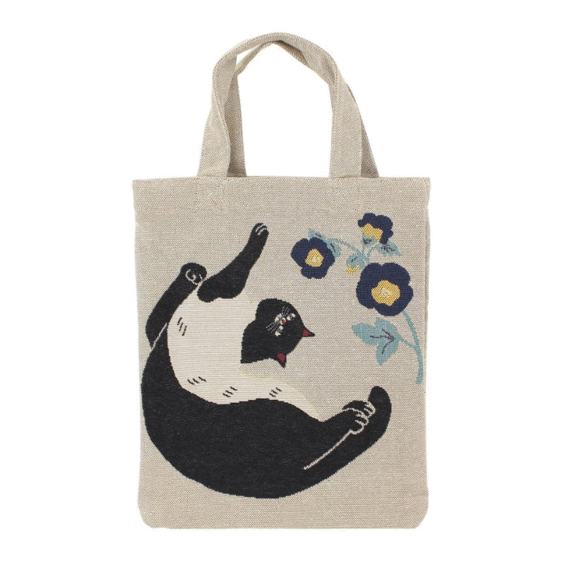 Grijze Japanse Totebag - Kat