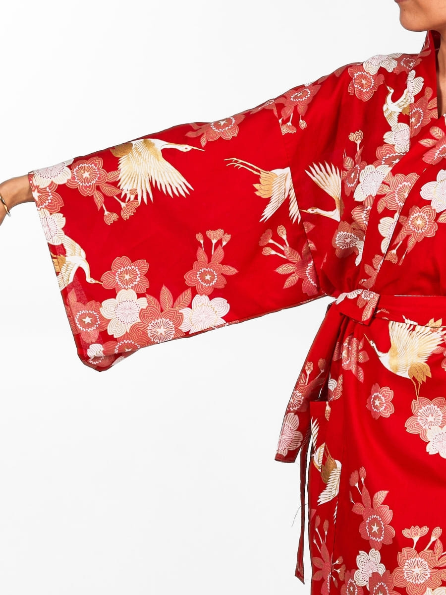 Happi Kimono Dames - Sakura to Tsuru One Size