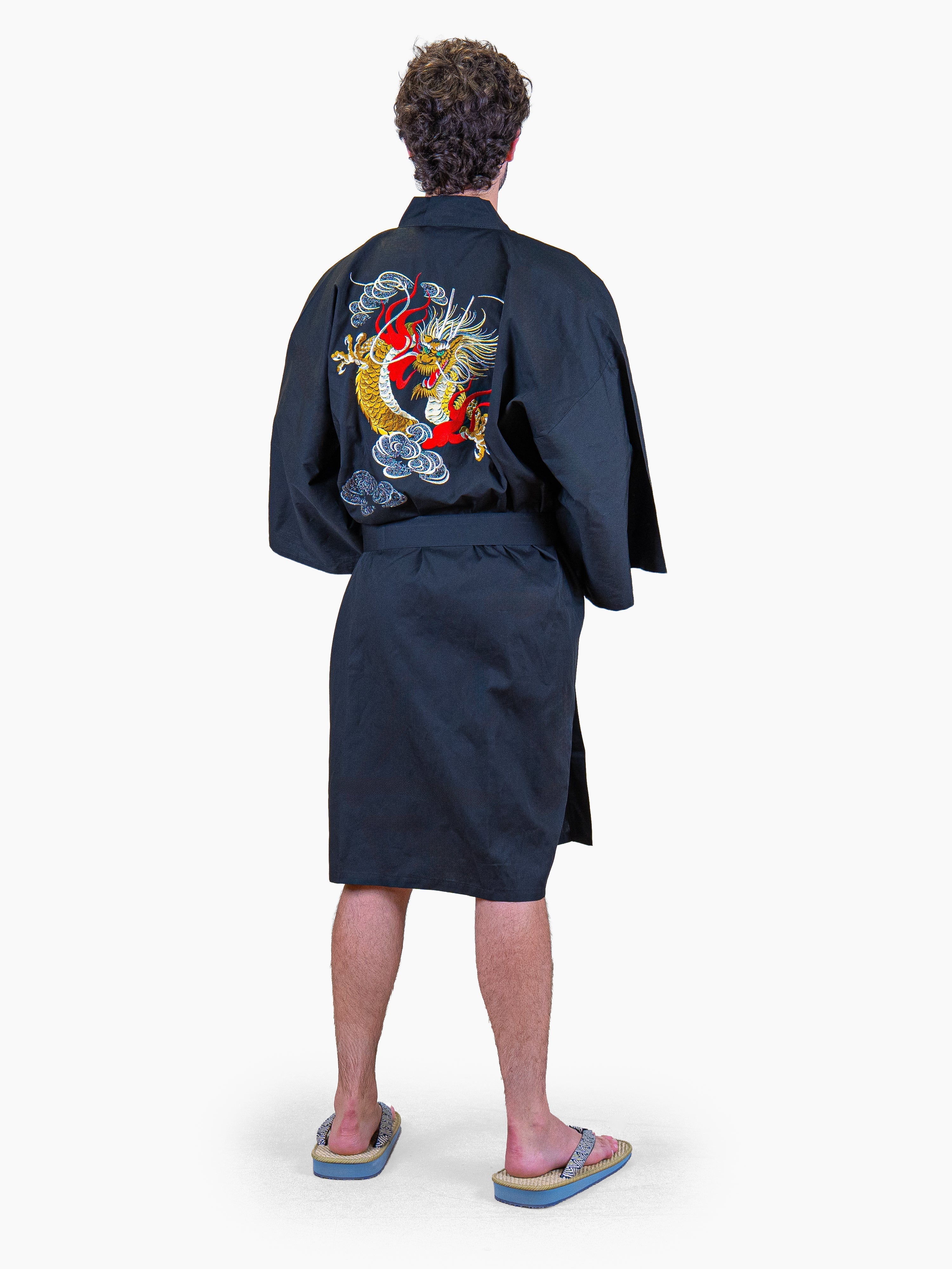 Heren Happi-kimono Oversized – Geborduurde Draak