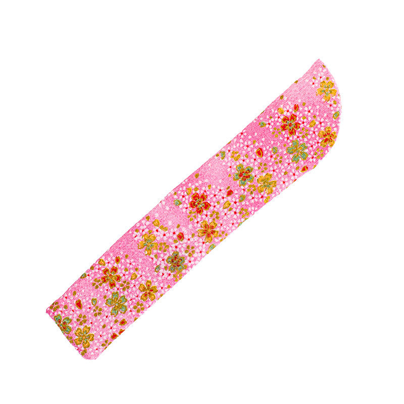 Hoes voor Japanse Waaier - Yuzen Roze Bloemen