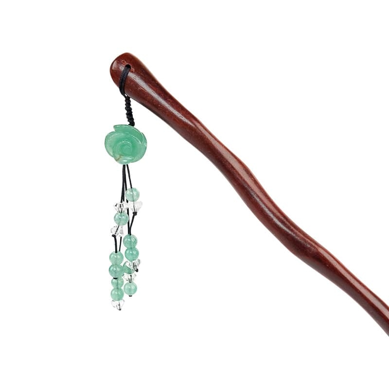 Houten Kanzashi - Turquoise Bloem