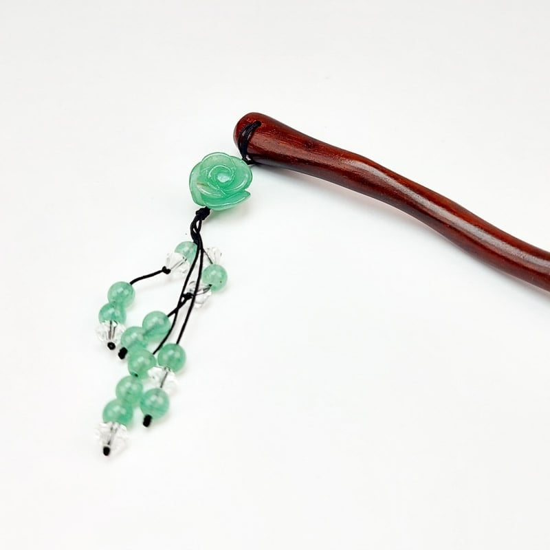 Houten Kanzashi - Turquoise Bloem