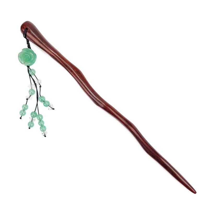 Houten Kanzashi - Turquoise Bloem