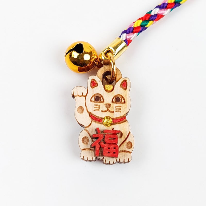 Houten Sleutelhanger Maneki Neko