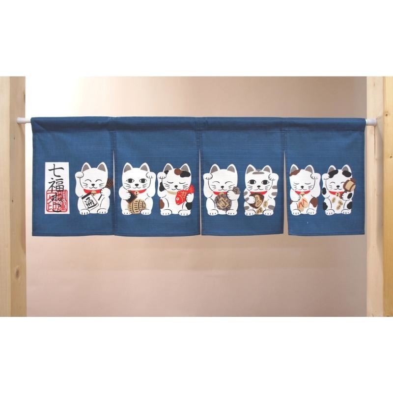 Japans Deurgordijn - Neko Blauw 85 x 30 cm