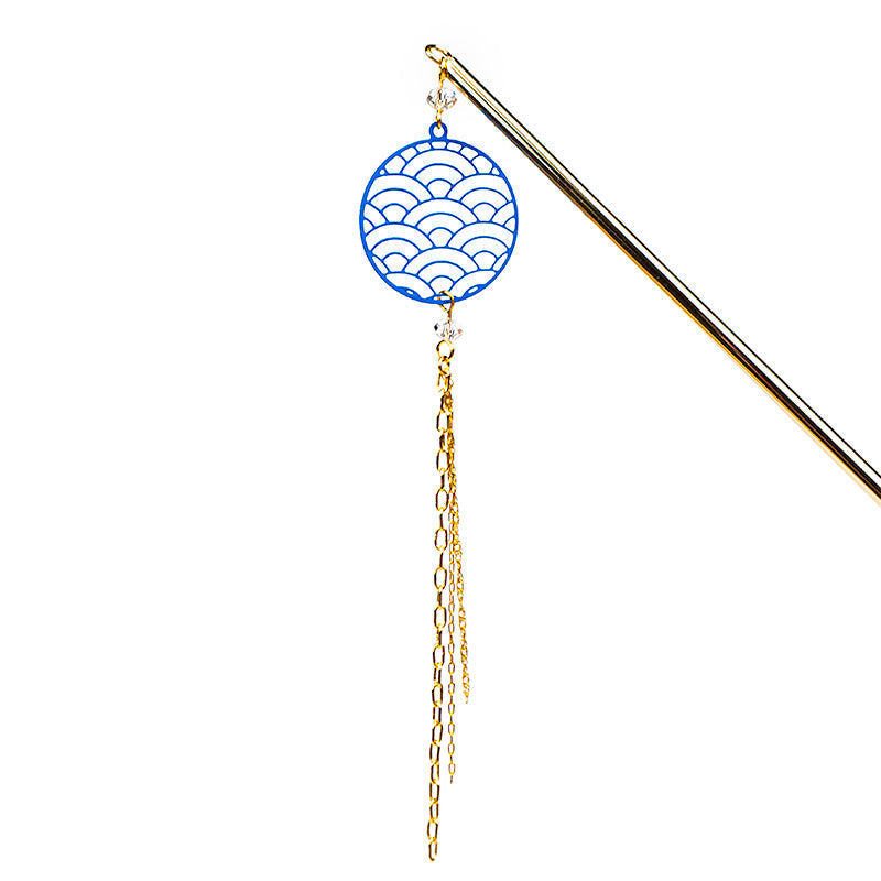 Japans Kanzashi - Seigaiha Blauw