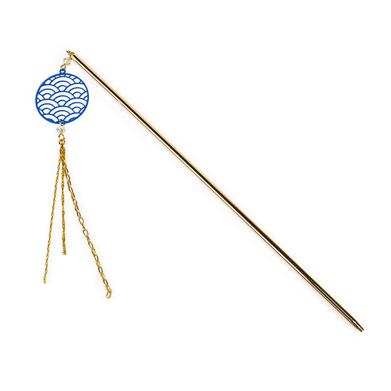 Japans Kanzashi - Seigaiha Blauw