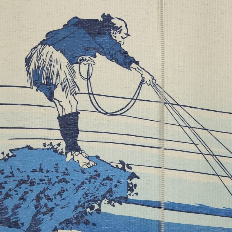 Japans Noren - Mount Fuji Blauw 85 x 150 cm