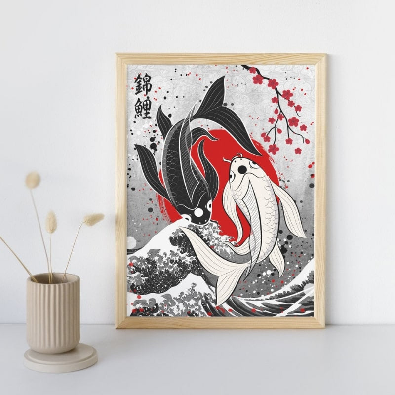 Japans Poster - Duo Koi Karpers A3