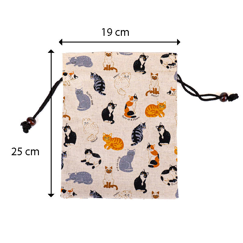 Japans Stoffen Tasje met Kattenmotief
