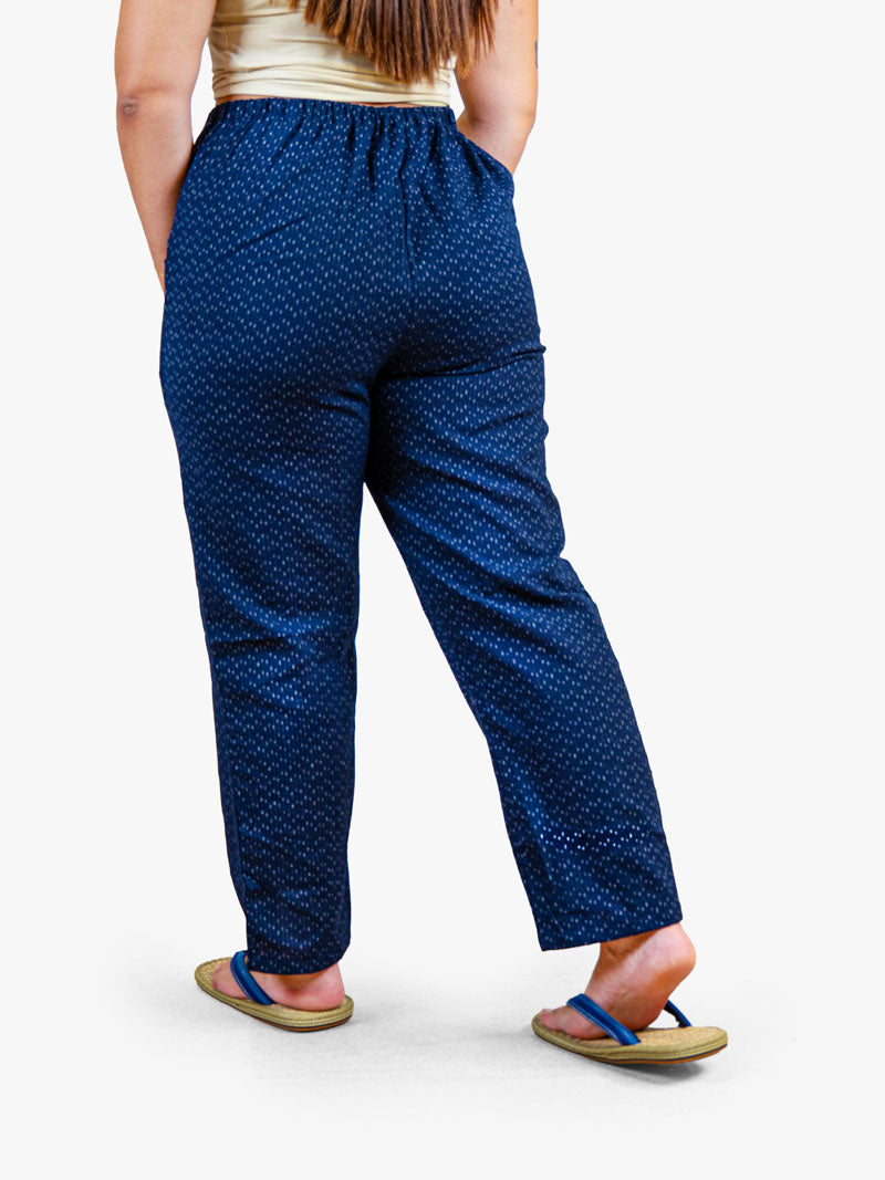 Japanse Dames Broek – Marineblauwe Kasuri