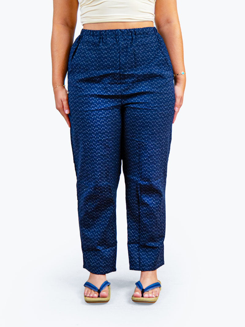 Japanse Dames Broek – Marineblauwe Kasuri
