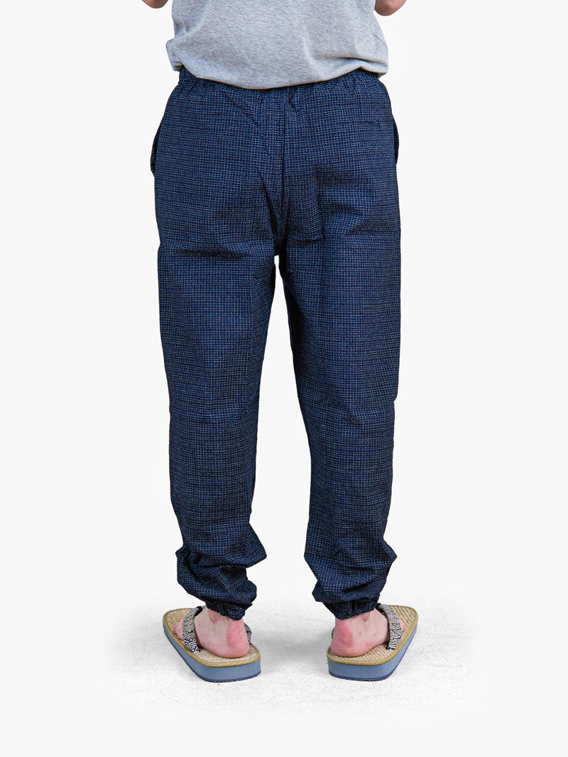 Japanse Heren Broek – Nachtblauwe Kōshi-ruit