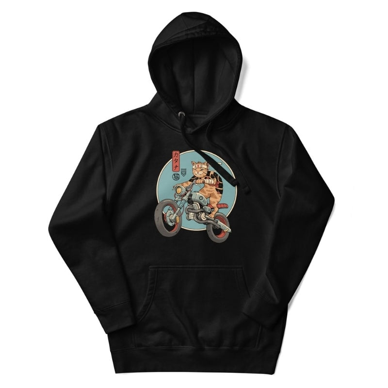 Japanse Hoodie - Neko Rider S / Zwart