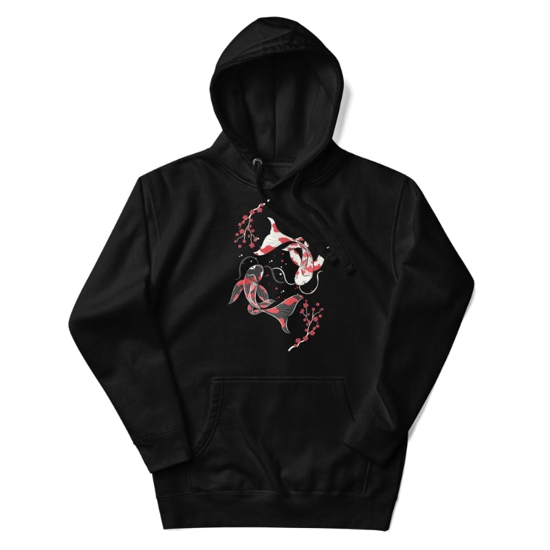 Japanse Hoodie - Sakura Koi S / Zwart