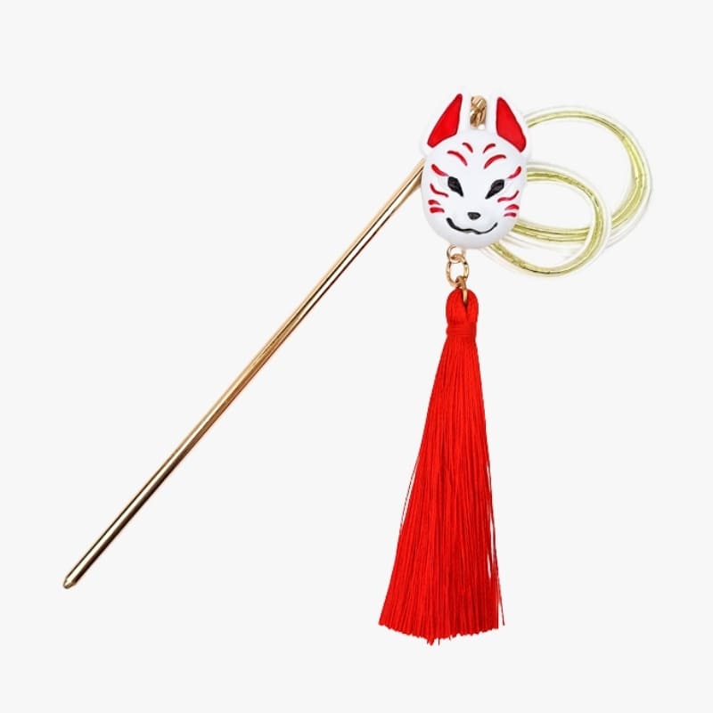 Japanse Kanzashi Haarspeld – Kitsune Masker