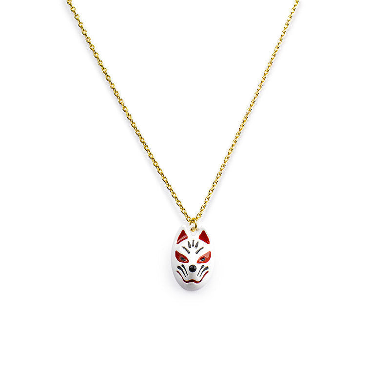 Japanse Ketting - Wit Kitsune Masker Hanger