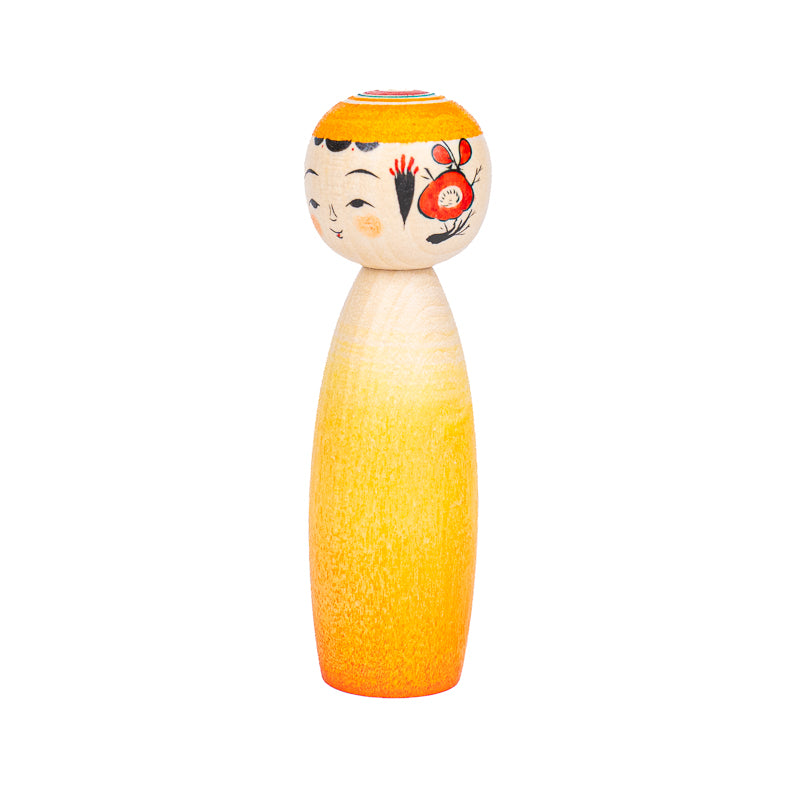 Japanse Kokeshi Pop - Daidai Kleurverloop - 9 cm