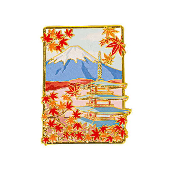 Japanse Metalen Magneet – Momiji Pagode & Mount Fuji