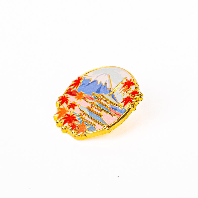 Japanse Metalen Pin – Momiji Pagode & Fuji