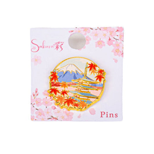 Japanse Metalen Pin – Momiji Pagode & Fuji
