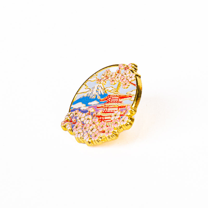 Japanse Metalen Pin – Pagode Fuji & Sakura