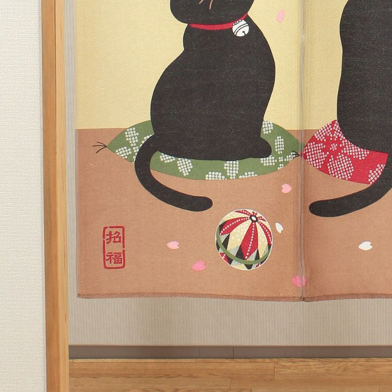 Japanse Noren Gordijn - Sakura Neko 85 x 150 cm