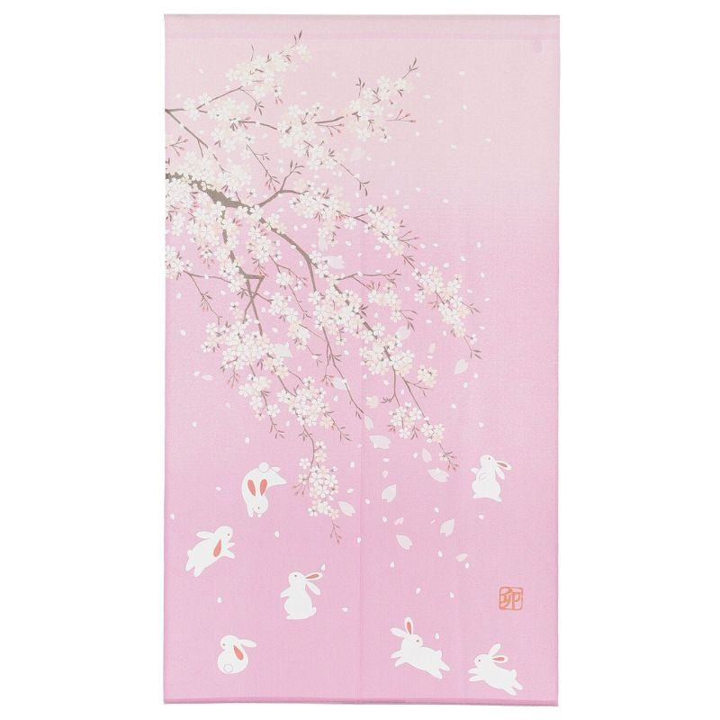 Japanse Noren Gordijn - Sakura Usagi 85 x 150 cm