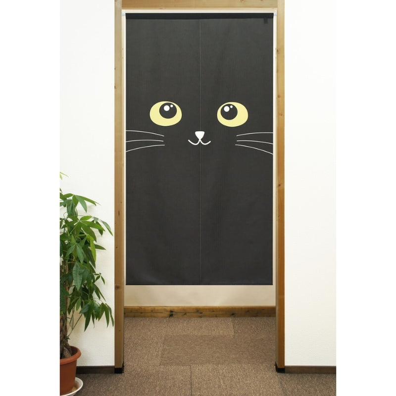 Japanse Noren Gordijn - Zwarte Kat