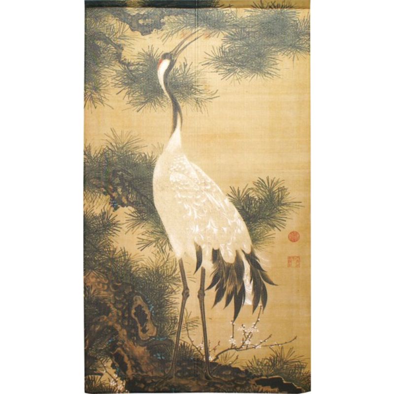 Japanse Noren Kraanvogel & Den 85 x 150 cm
