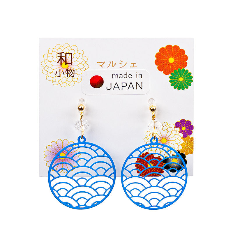 Japanse Oorbellen - Seigaiha Blauw