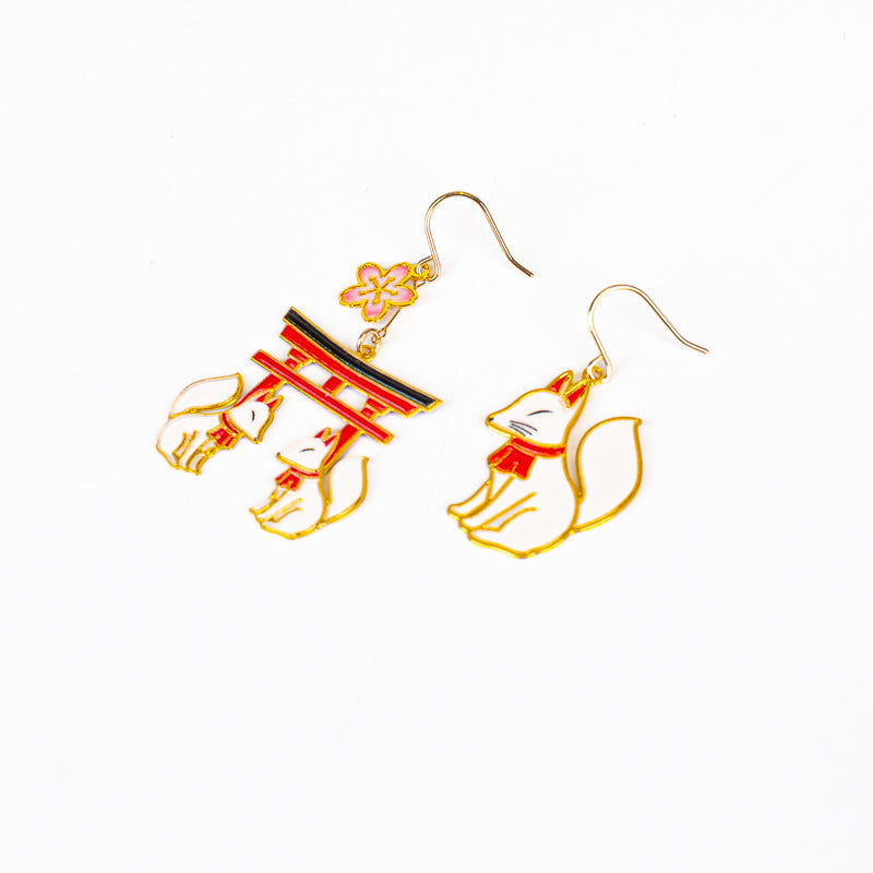 Japanse Oorbellen – Torii & Bewakende Kitsune