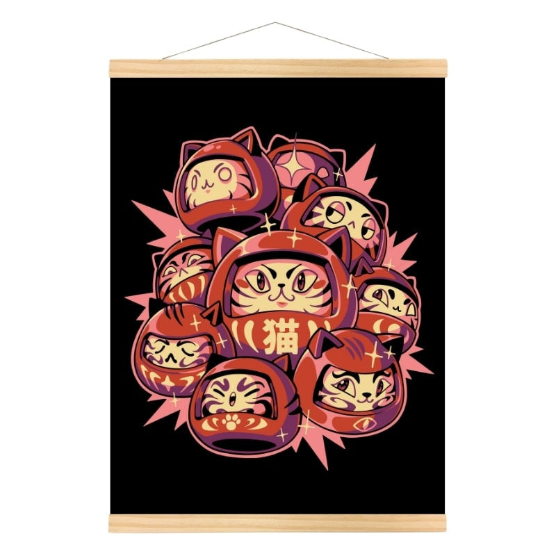 Japanse Poster - Daruma Kat A3