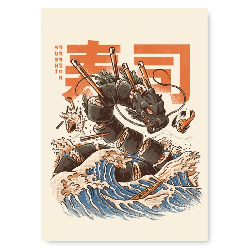 Japanse Poster - Sushi Draak A3