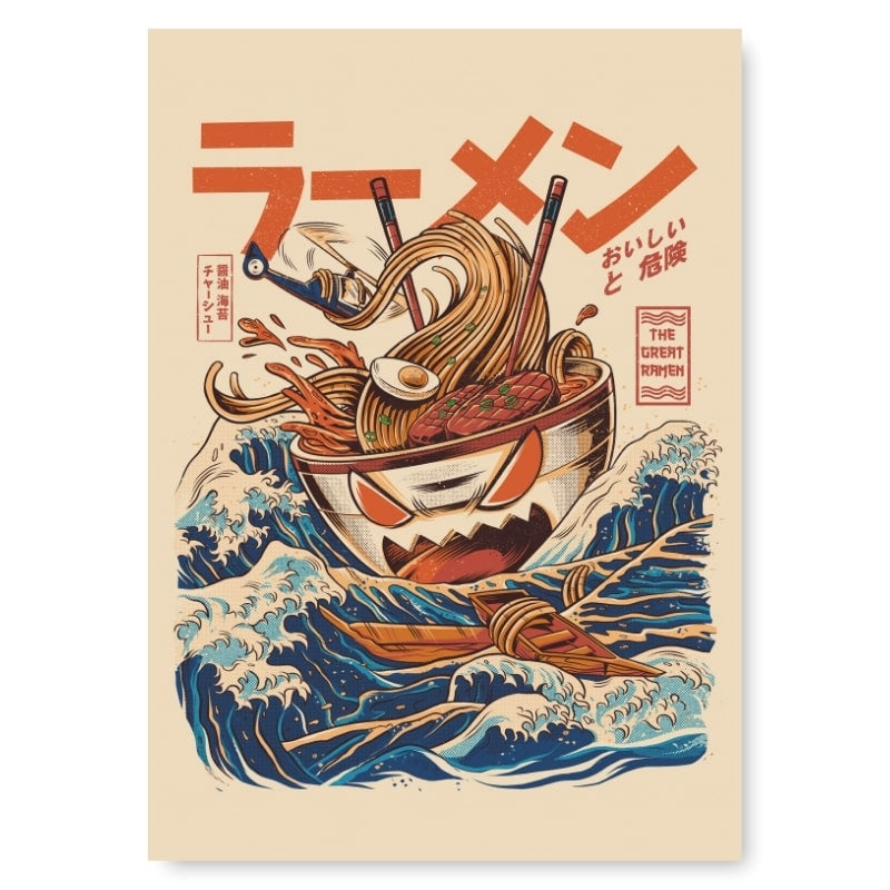 Japanse Poster - The Great Ramen of Kanagawa A3