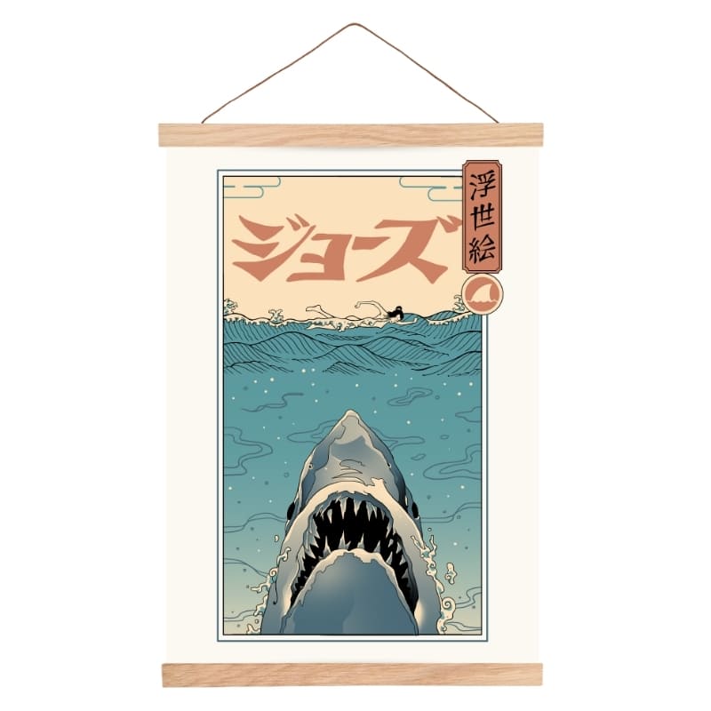 Japanse Poster - Ukiyo-e Haaienaanval A3